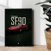 ferrari Stradale SF90 cat poster design - wall art